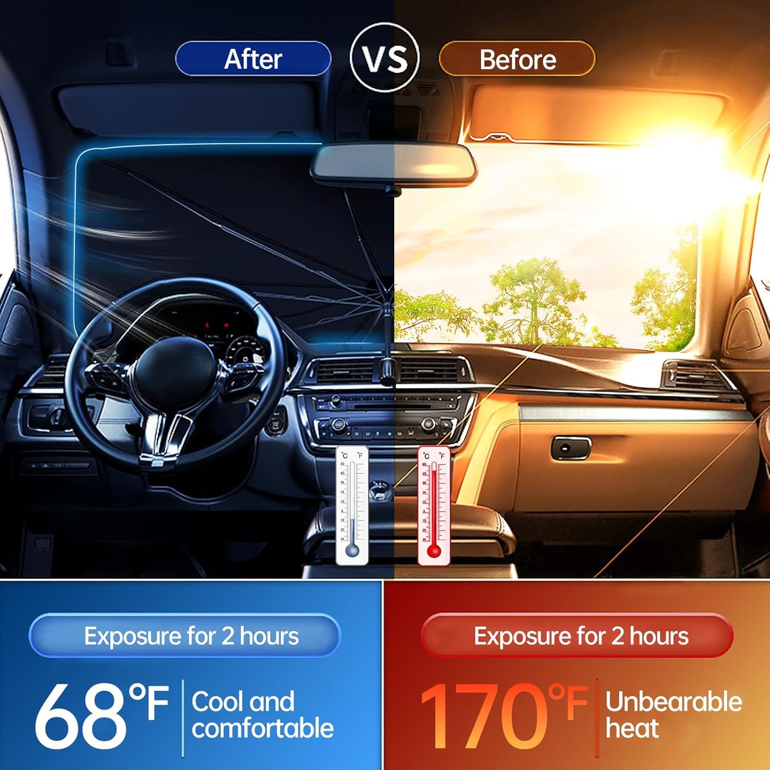 Foldable Windshield Sun Shade Umbrella for Cars - Image 7