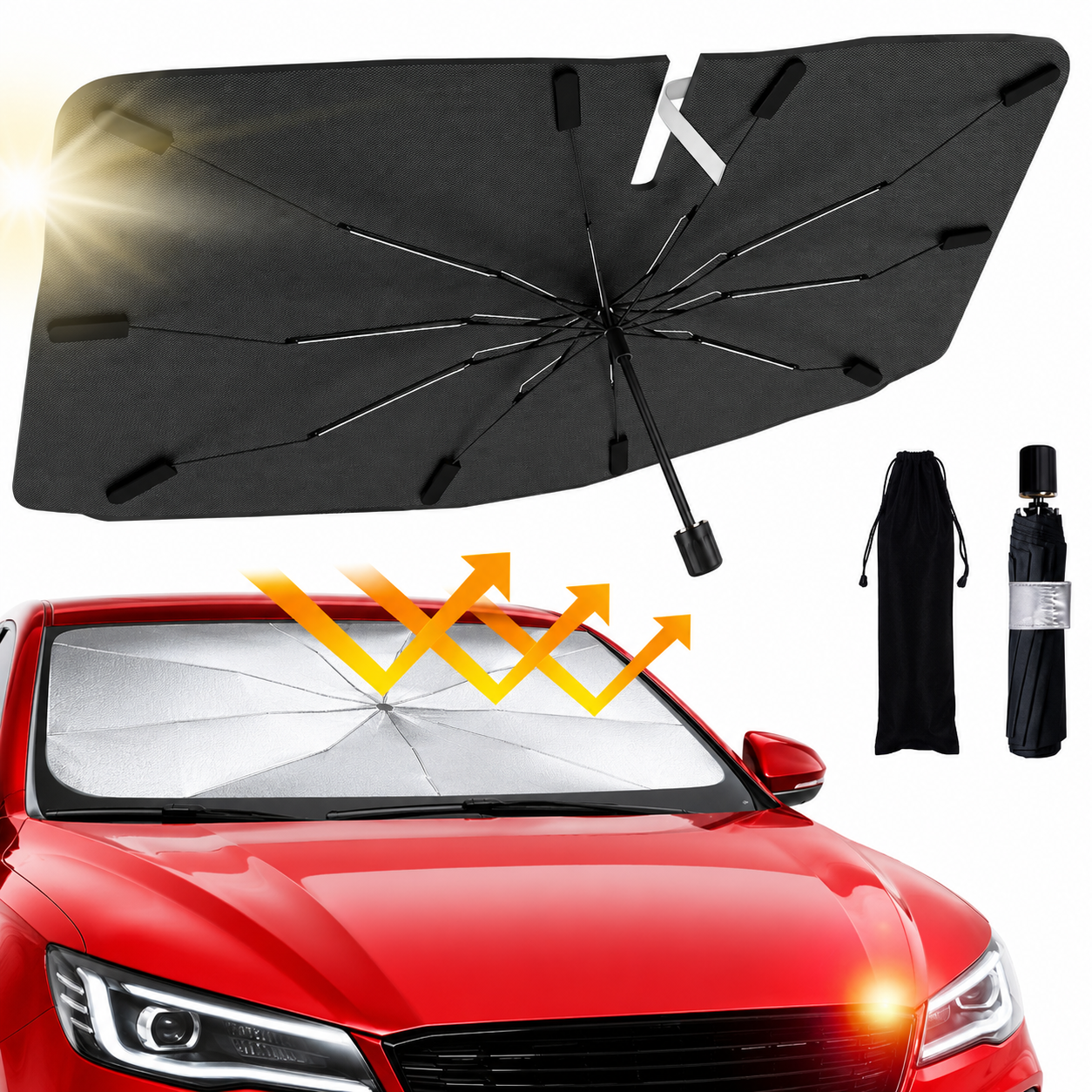 Foldable Windshield Sun Shade Umbrella for Cars - Image 2