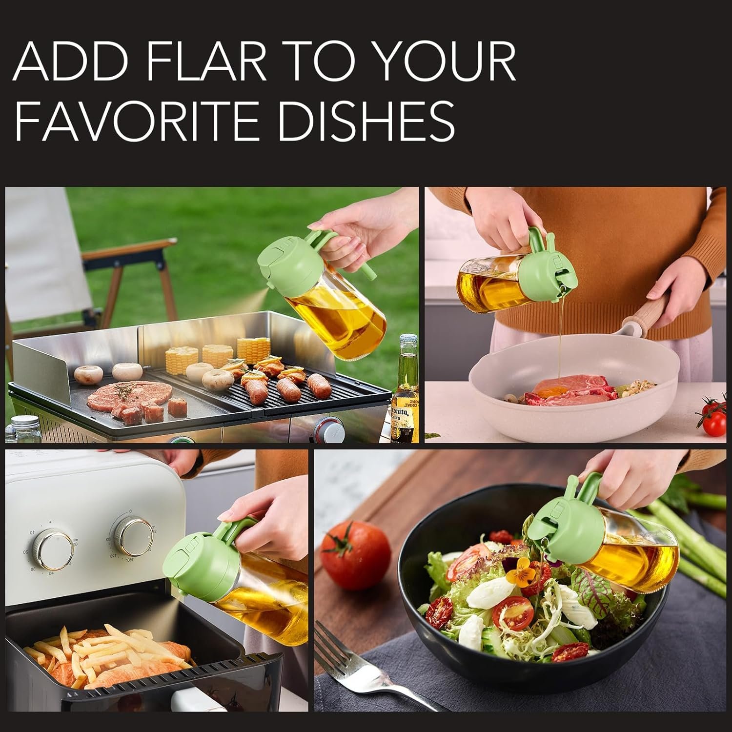 2-in-1 Oil Dispenser & Sprayer Bottle for Kitchen - Image 9