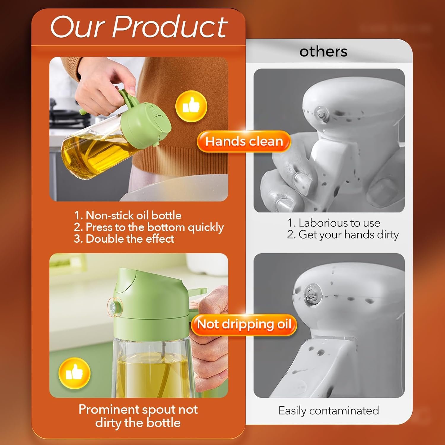 2-in-1 Oil Dispenser & Sprayer Bottle for Kitchen - Image 7
