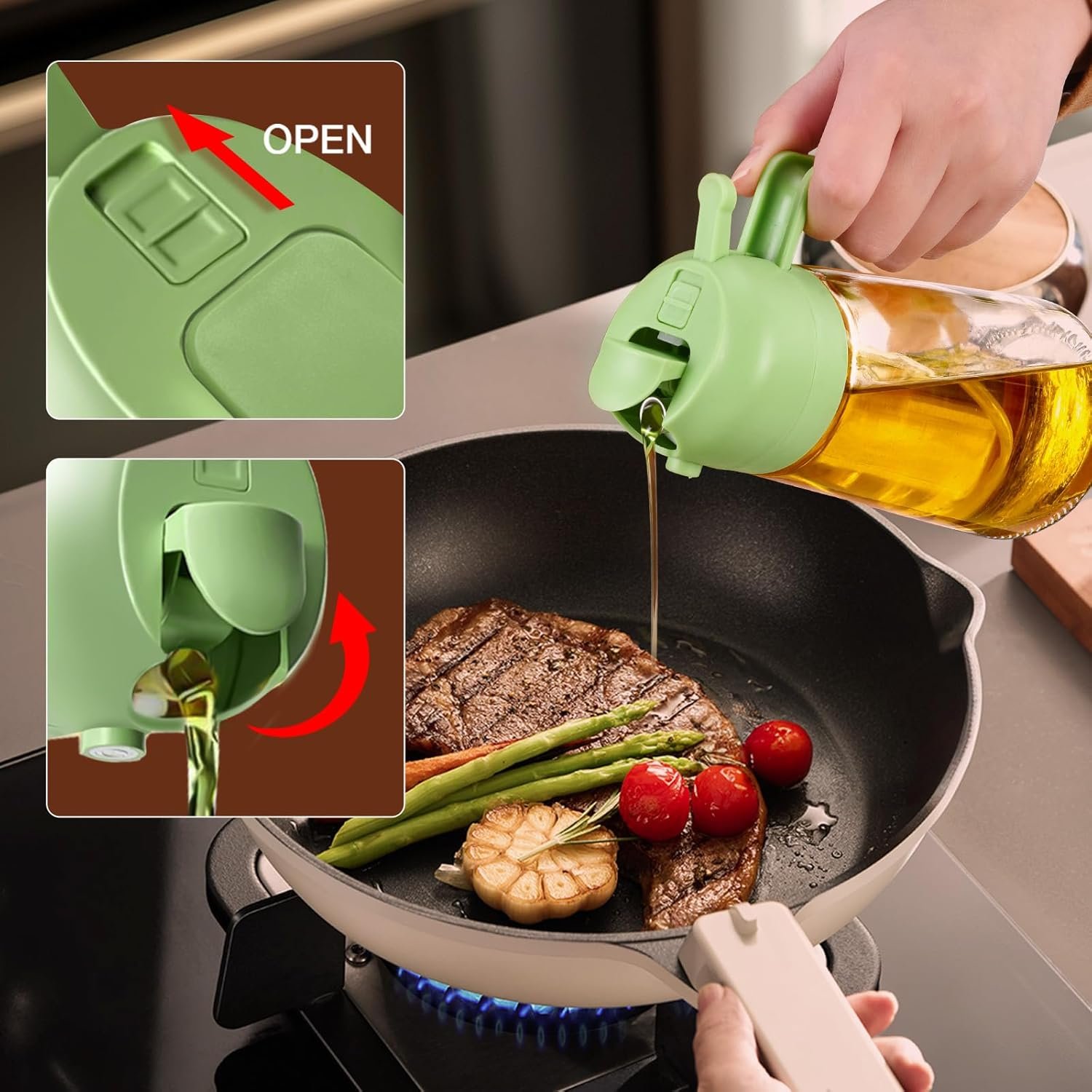 2-in-1 Oil Dispenser & Sprayer Bottle for Kitchen - Image 8