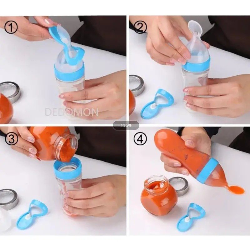 Silicone Baby Spoon Feeder Bottle - Image 3
