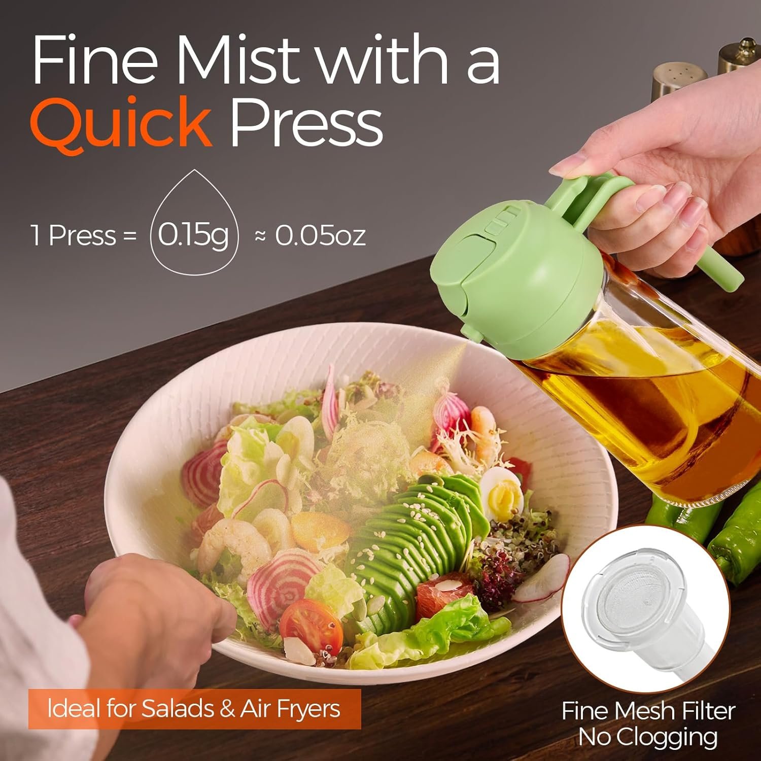 2-in-1 Oil Dispenser & Sprayer Bottle for Kitchen - Image 4