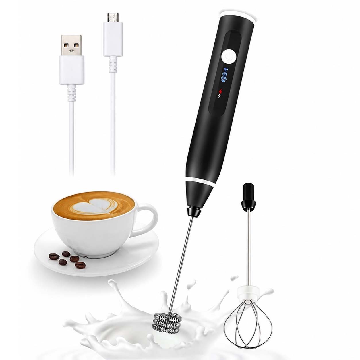 2-in-1 USB Rechargeable Electric Milk Frother - Image 2
